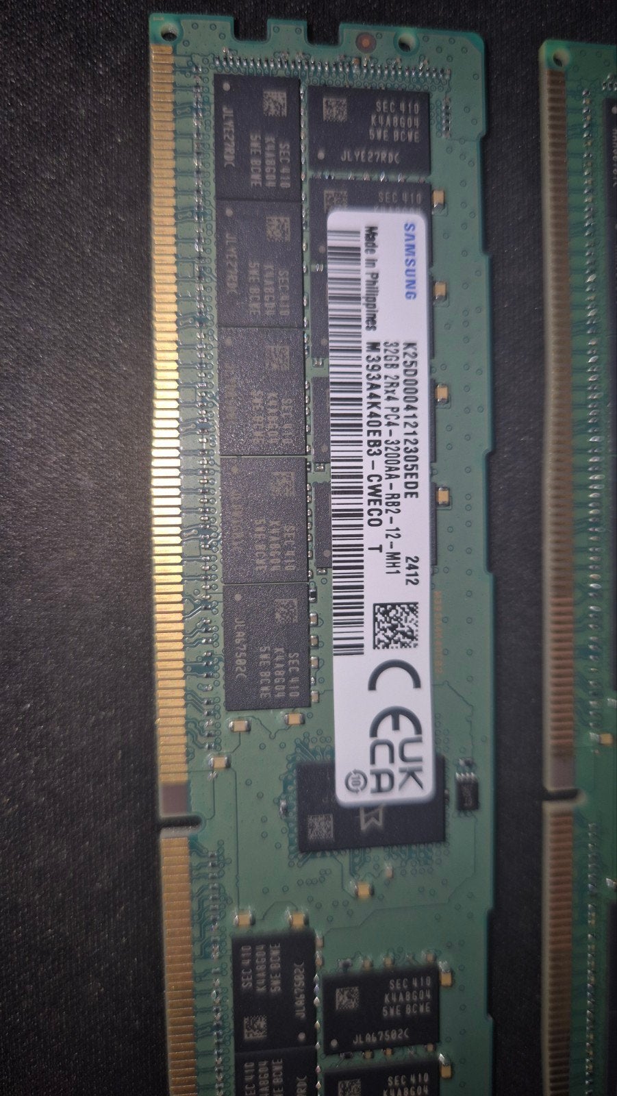 [LOT 64Go] 2x Samsung 32GB DDR4- 3200 RDIMM ECC Registered (, Informatique & Logiciels, Mémoire RAM, Neuf, DDR4, Serveur, Enlèvement