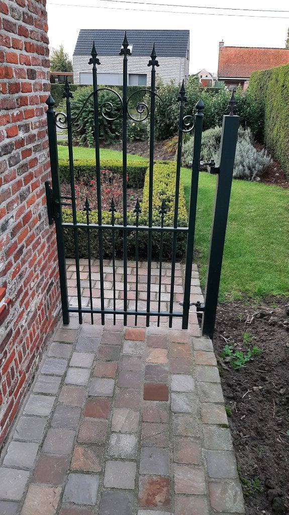 siertuinpoorten (donkergroen) – Incl. palen & Locinox slot, Tuin en Terras, Ophalen, Met poort, Gebruikt, Sierhekwerk