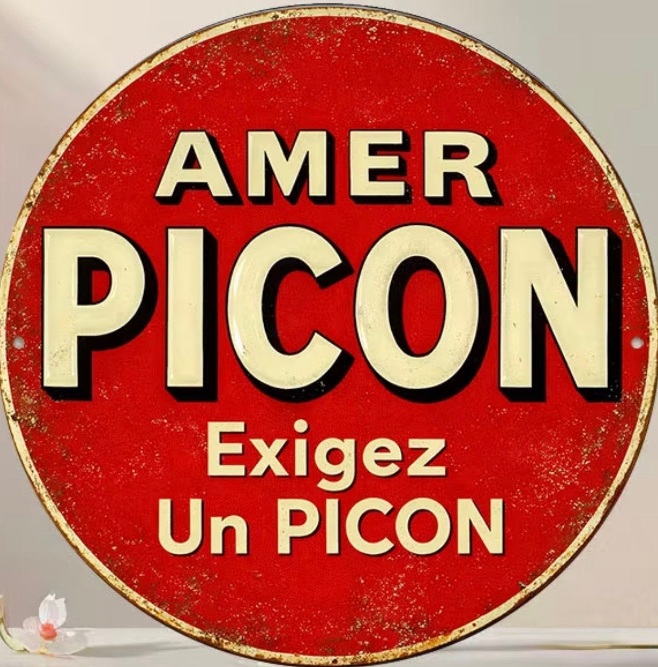 Panneau rond en métal Picon - rétro vintage mancave, Enlèvement ou Envoi, Neuf, Panneau publicitaire