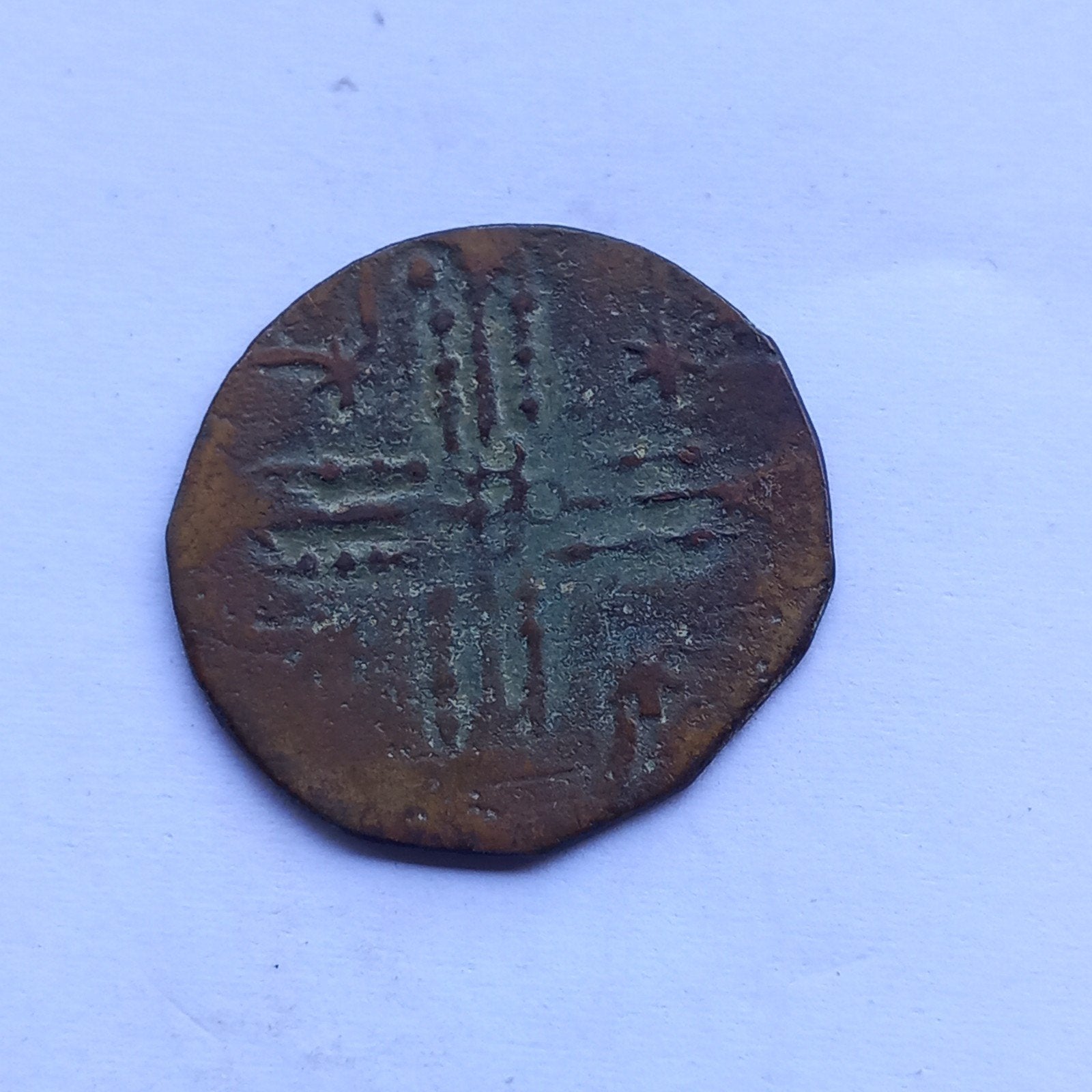 Oude munt met schild (3 Fleur de lelis) 14 eeuw, Ophalen of Verzenden, Frankrijk