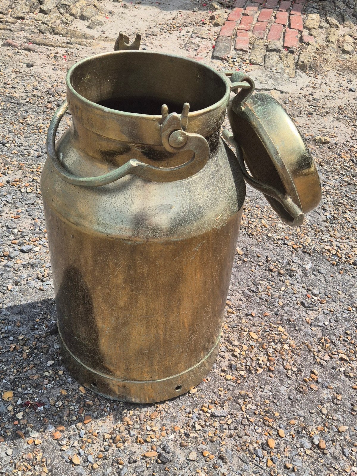 Antieke koperen/messing melkbus melkkan met deksel – VINKEM, Jardin & Terrasse, Enlèvement