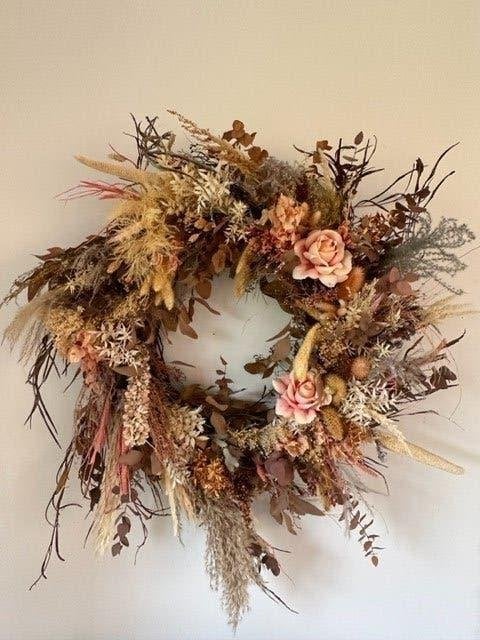 Grote droogbloemenkrans van 80cm diameter, Ophalen, Zo goed als nieuw