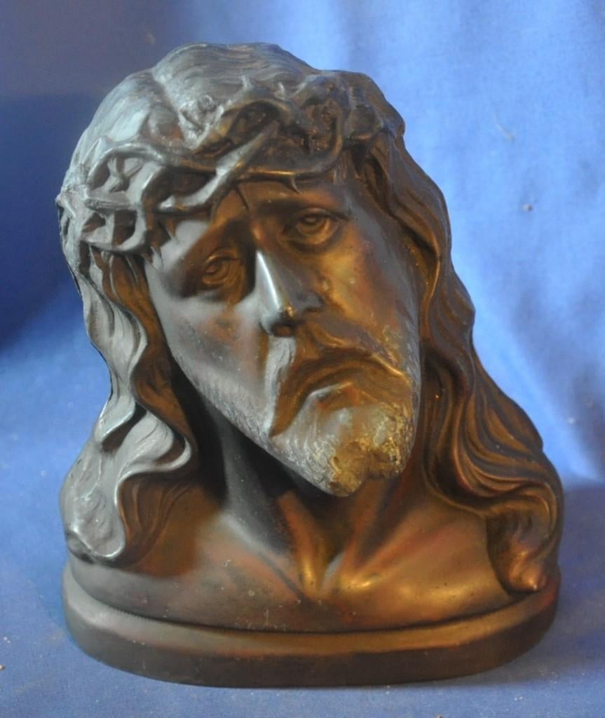 buste du christ en regule signé A.  Birembaut, Enlèvement ou Envoi