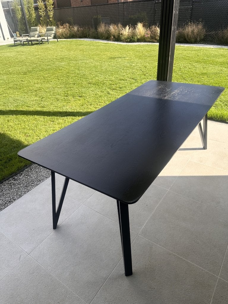 Houten Eettafel Zwart (200 x 90 cm) – Industrieel design, Huis en Inrichting, Tafels | Eettafels, Gebruikt, 200 cm of meer, 50 tot 100 cm