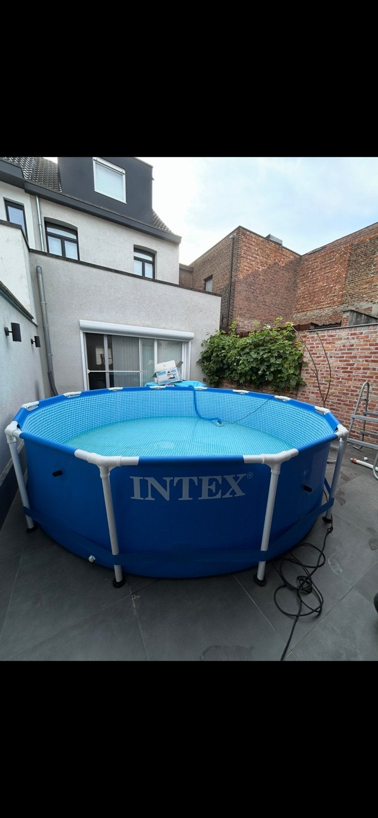 Intex zwembad Ø366cm+filterpomp+verwarmend afdekzeil+trap, Tuin en Terras, Ophalen, Gebruikt, 300 cm of meer, Opzetzwembad