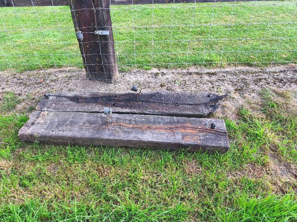 Stukken hardhout (treinbilzen), Tuin en Terras, Ophalen, Gebruikt, Hardhout, Minder dan 180 cm