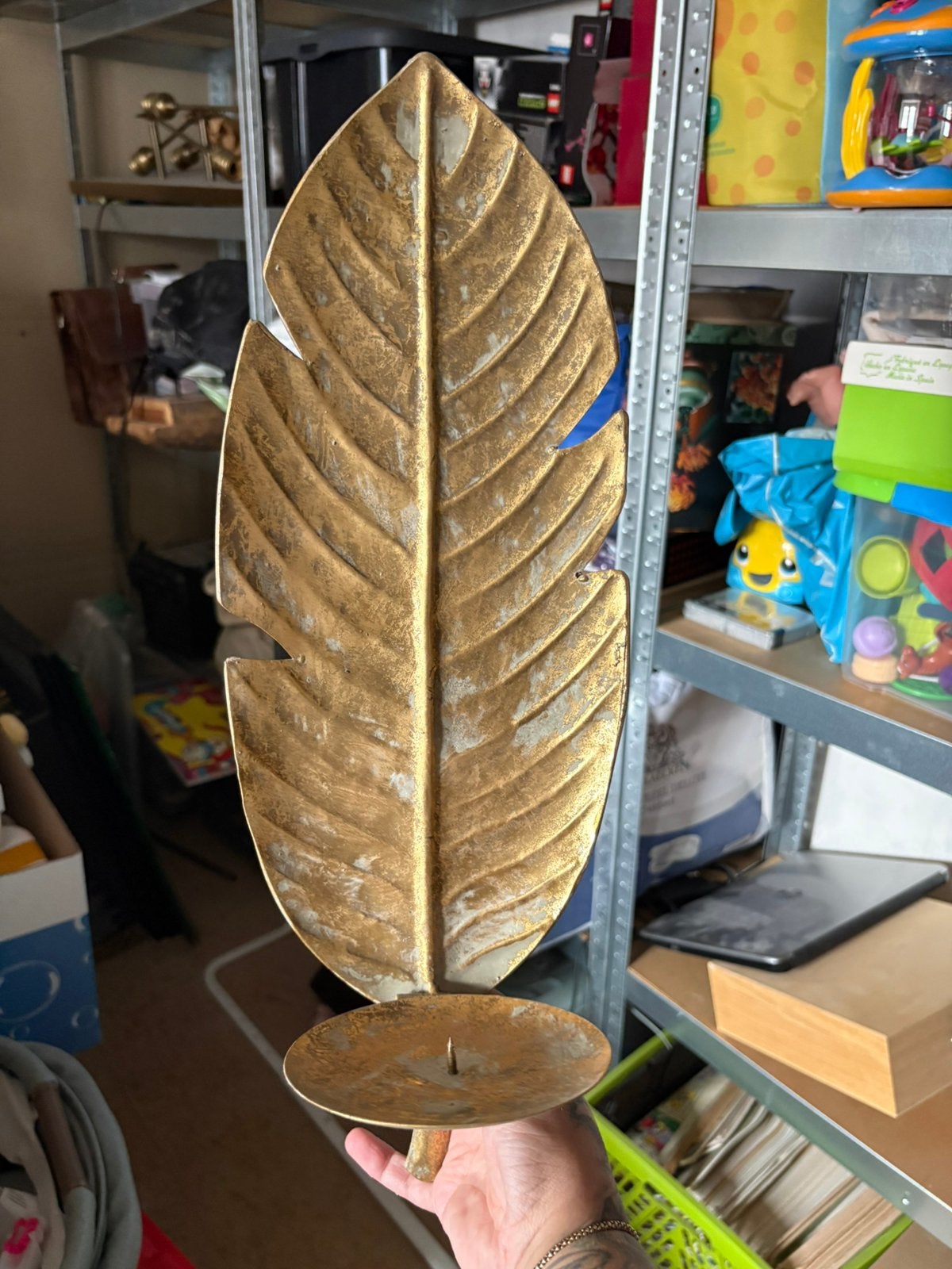 Deco pluim kandelaar voor muur 3 stuks, Overige merken, Nieuw, Ophalen of Verzenden, Metaal
