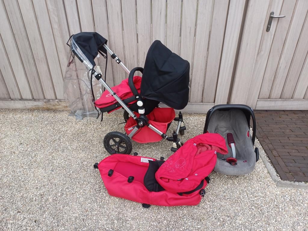 Kinderwagen (draagmand, buggy & maxi cosy) met vele extra's, Kinderen en Baby's, Ophalen, Gebruikt, Verstelbare duwstang, Bugaboo