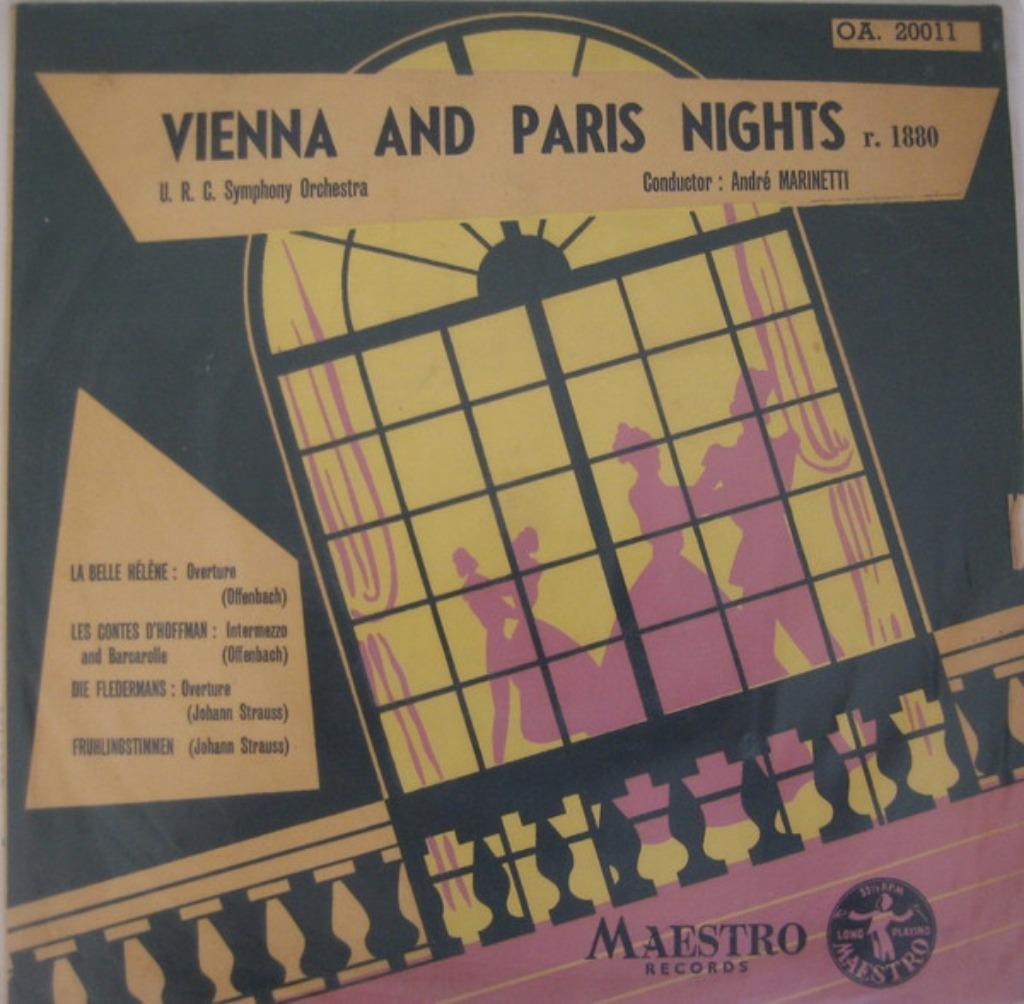 10 " VINYL U.R.C. Symphony Orchestra ‎Vienna And Paris night, Gebruikt, 10 inch, Verzenden, Opera of Operette