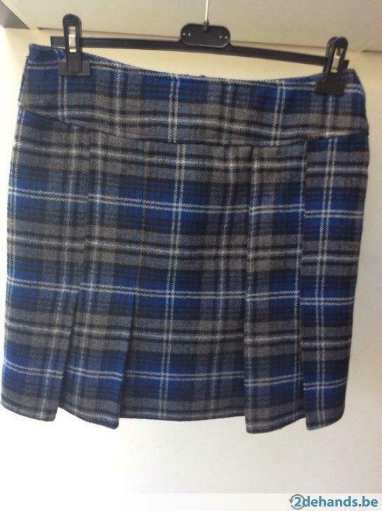Blauw/zwart/grijs geruite rok, Maat 38/40 (M), Blauw, Ophalen of Verzenden, Zo goed als nieuw
