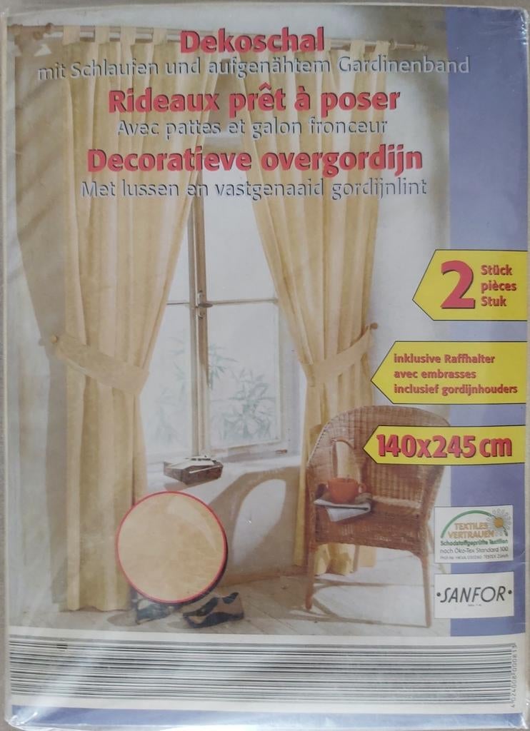 Paire de rideaux prêt à poser, Neuf, Enlèvement ou Envoi, Beige, 100 à 150 cm