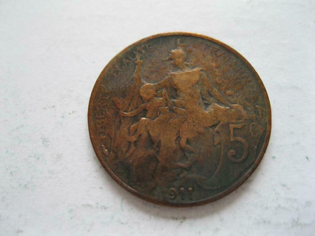 5 Centimes République Française 1911, Ophalen of Verzenden, Frankrijk, Losse munt