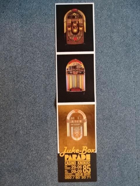 Expo "Juke-Box" - affiche originale - Casino Knokke - 1985, Collections, Enlèvement ou Envoi, Rectangulaire vertical, A1 jusqu'à A3