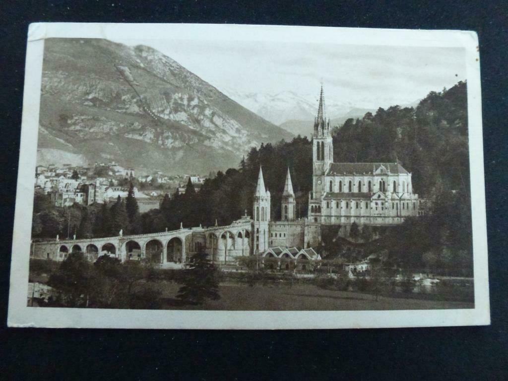 carte postale ancienne Lourdes La basilique et le Pic du Jer, Collections, Envoi, 1920 à 1940, Affranchie, France