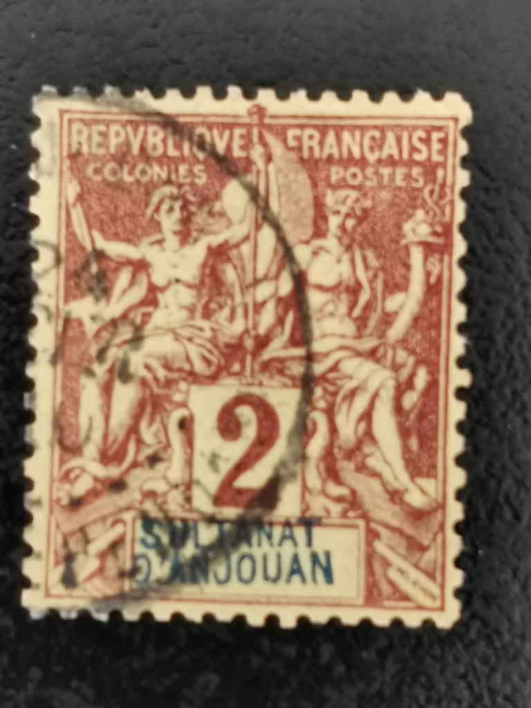 Anjouan 1892 - Franse kolonie - koloniale allegorie, Ophalen of Verzenden, Overige landen, Gestempeld