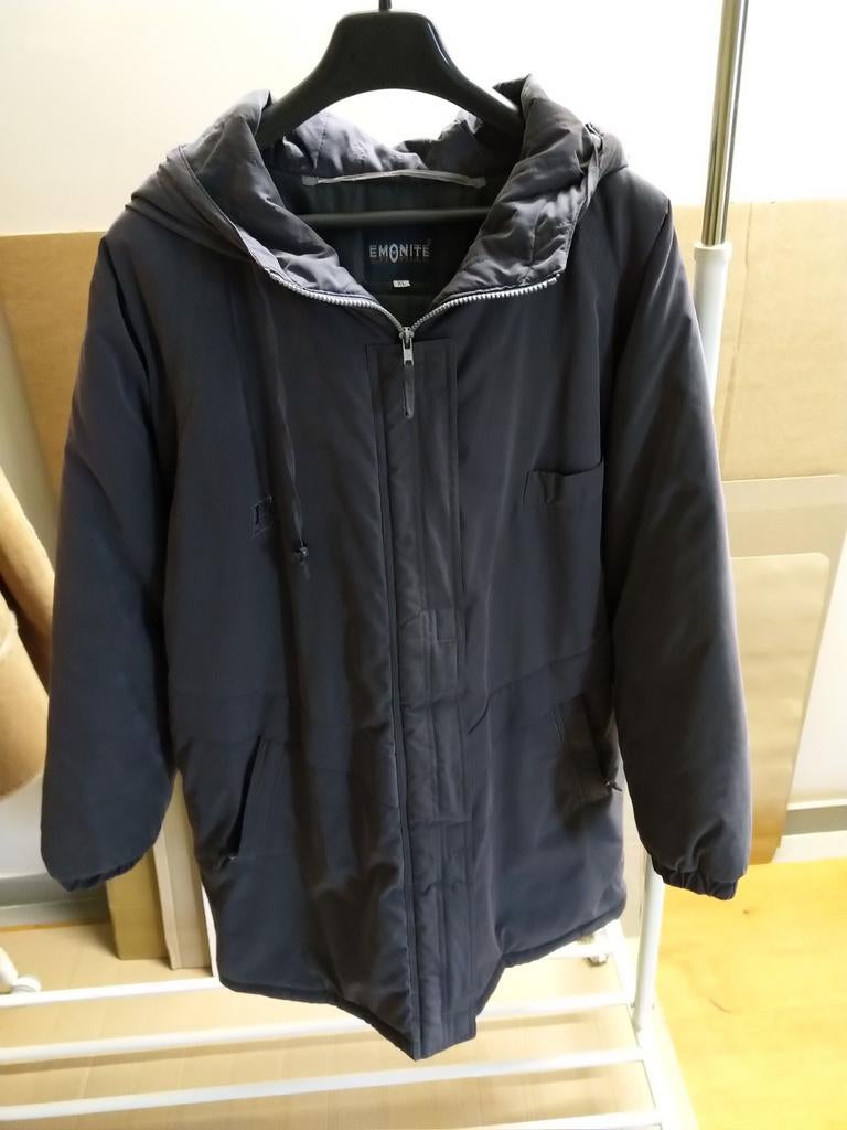 Grijze winterjas met kap, dames, maat XL, Emonite, Ophalen, Zo goed als nieuw, Maat 46/48 (XL) of groter