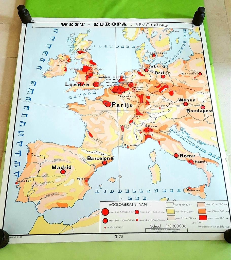 Carte scolaire ancienne Europe : population et routes (doubl, Enlèvement ou Envoi, Géographie