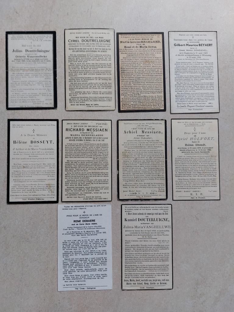 Lot van 10 oude bidprentjes Spiere/Espierres, Ophalen of Verzenden