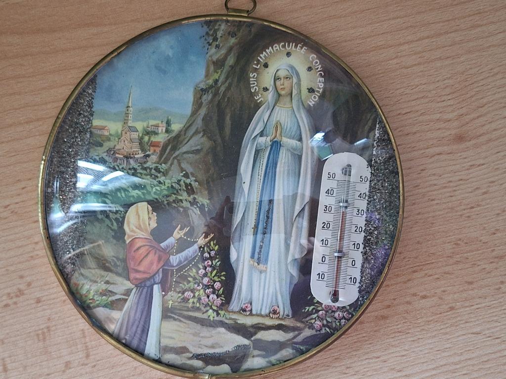Lourdes Vierge vintage 1960 ronde lijst, Ophalen of Verzenden