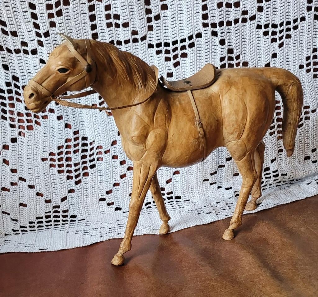 Vintage lederen paard, Ophalen of Verzenden, Zo goed als nieuw, Paard