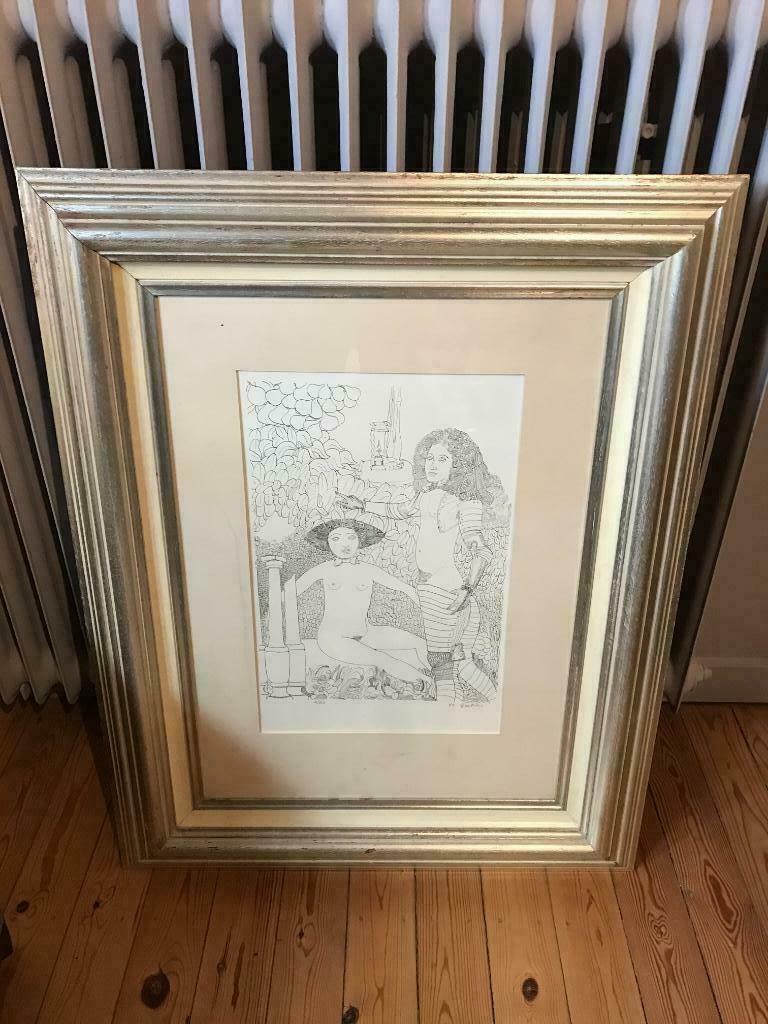 Litho Vic Gentils in kader 90 X 73, Enlèvement ou Envoi