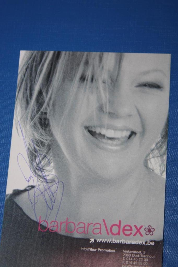 Gesigneerde kaart Barbara Dex ( originele handtekening ), Ophalen of Verzenden, Zo goed als nieuw, Foto of Kaart, Gesigneerd