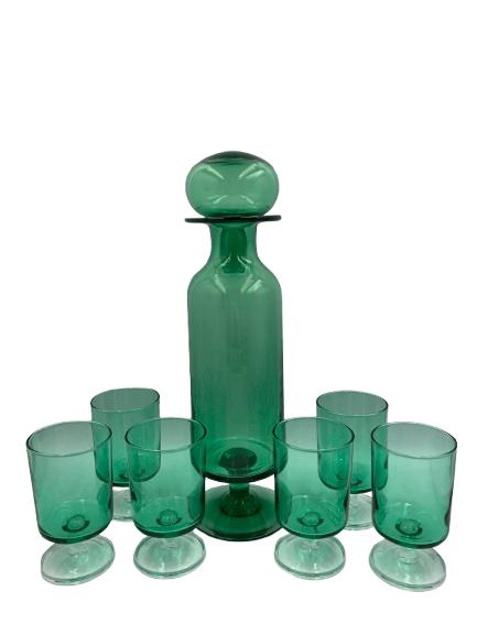 Drankset uit groen glas, Glas of Glazen, -, -, Ophalen of Verzenden