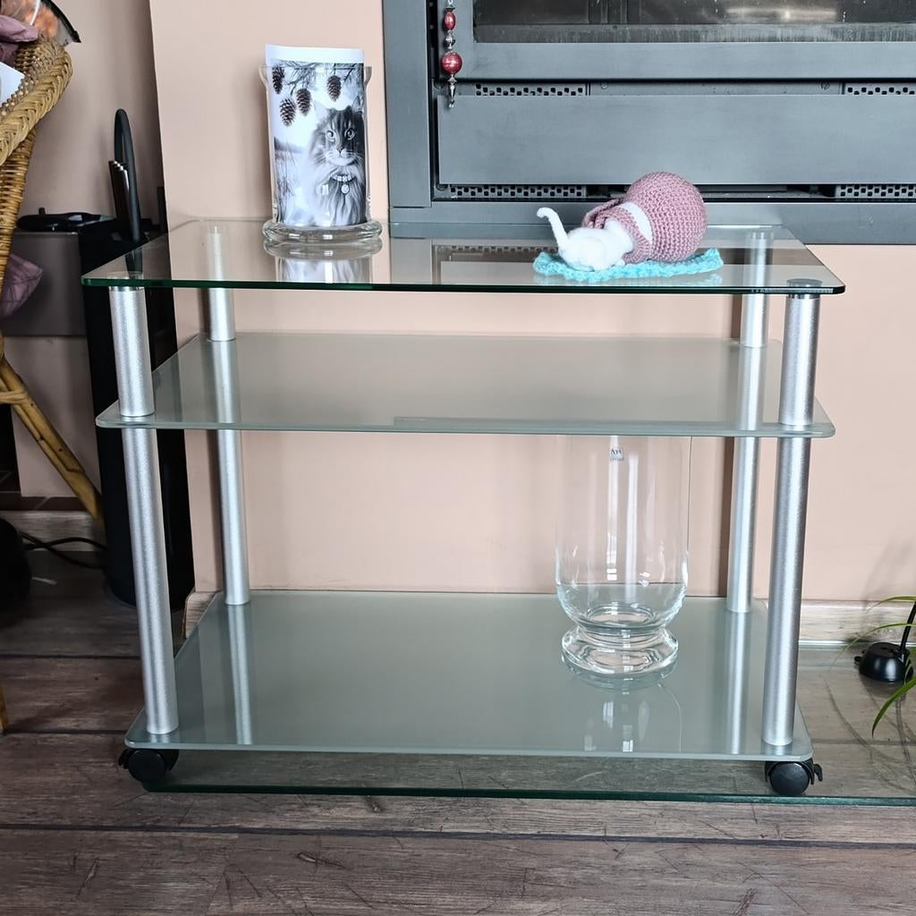 glazen bijzettafel, Huis en Inrichting, Ophalen, Zo goed als nieuw, Glas