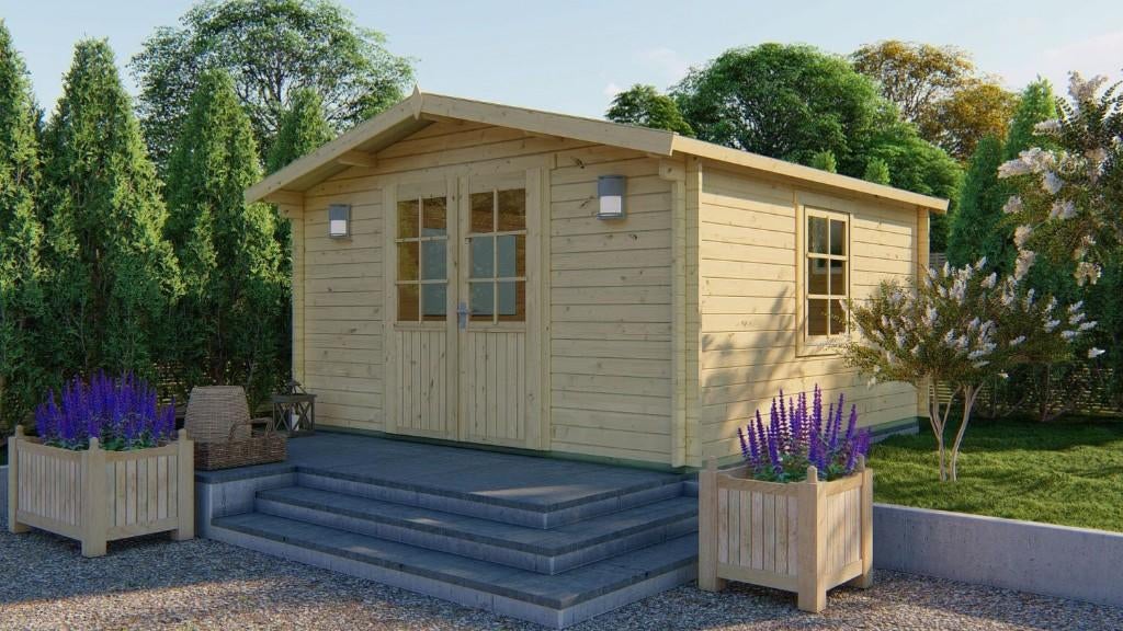 Blokhut - Tuinhuis Gunda | 40 mm | vuren onbehandeld, Hobby en Vrije tijd, Overige Hobby en Vrije tijd, Nieuw, Verzenden