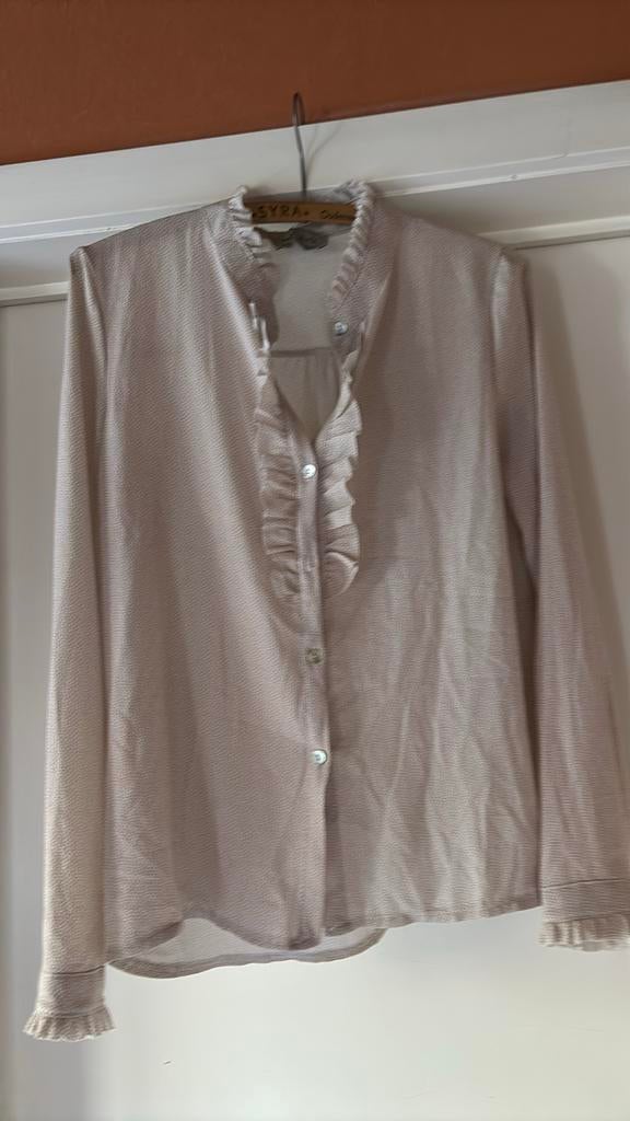 Amelie amelie beige wit bloese small, Kleding | Dames, Blouses en Tunieken, Ophalen of Verzenden, Zo goed als nieuw, Wit