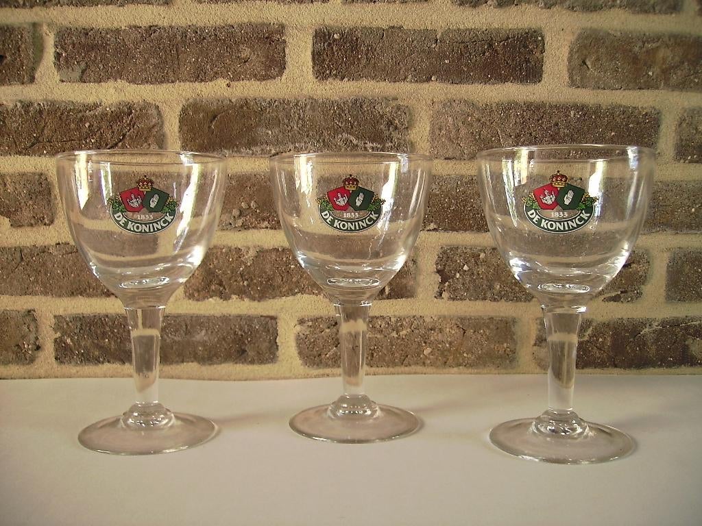 4 oude bierglazen De Koninck, Verzamelen, Ophalen of Verzenden, Zo goed als nieuw, Glas of Glazen, De Koninck