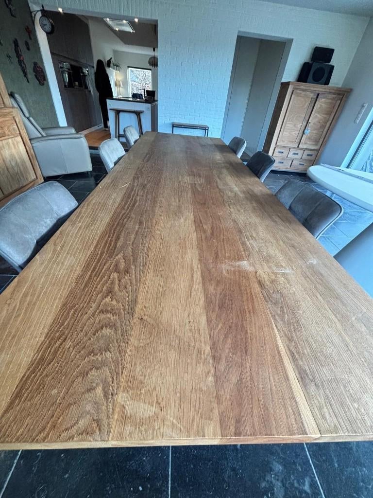eiken tafel 3 meter lang, Huis en Inrichting, Tafels | Eettafels, Ophalen, Gebruikt, Vijf personen of meer, Eikenhout
