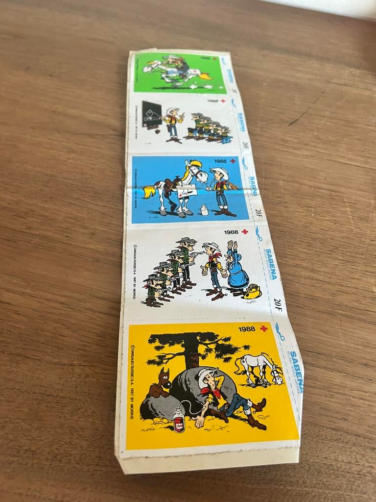 Lucky Luke stickers Sabena 1988, Verzamelen, Ophalen of Verzenden, Zo goed als nieuw