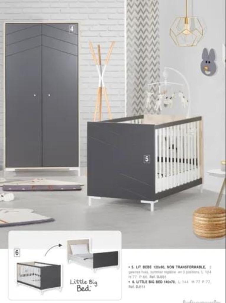 Chambre enfant évolutive Sauthon blanc/gris, Enlèvement, Utilisé, Garçon ou Fille