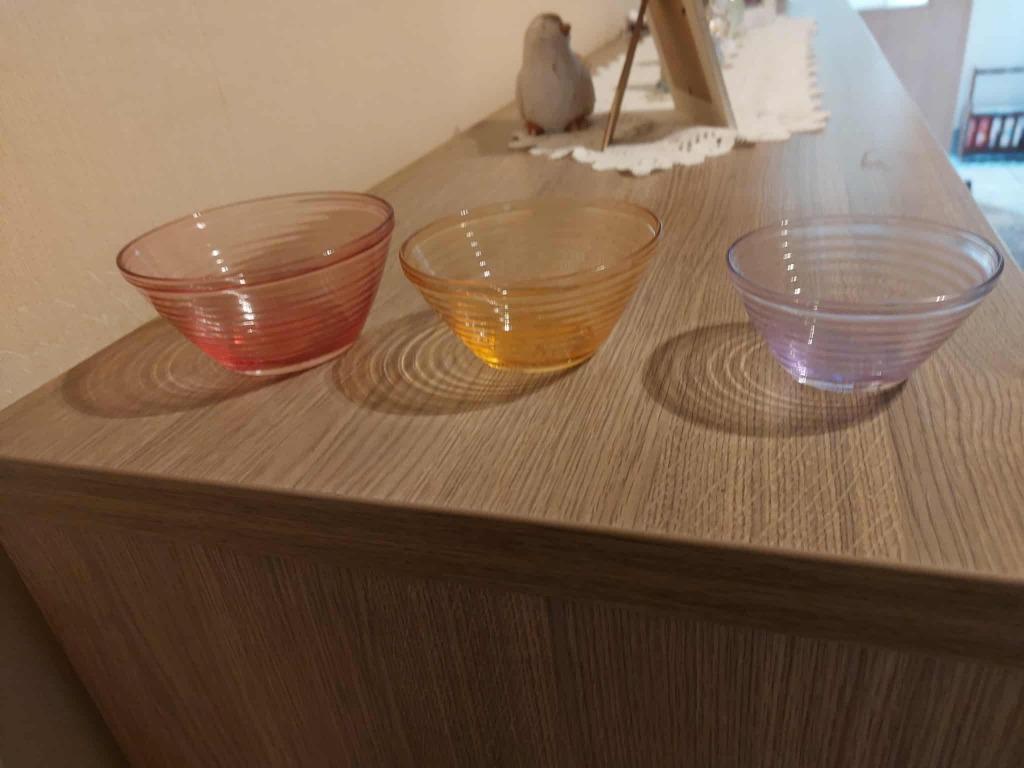 3 Glazen dessert- of fruitkommen, Verzenden, Kom(men), Effen, Glas
