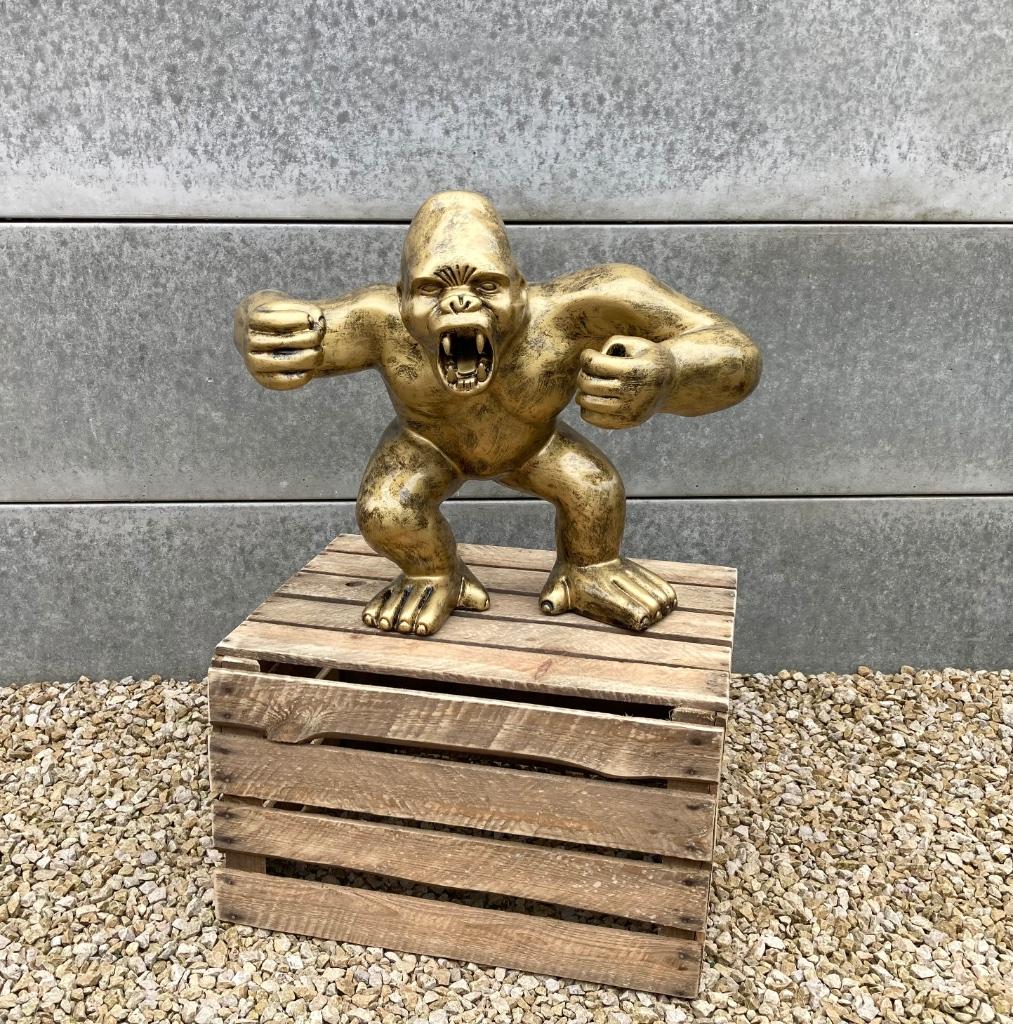 Beeld gorilla / aap in de kleur old gold, Ophalen, Nieuw, Dier