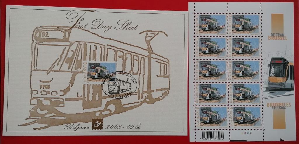 2009-TRAM BELGE BRUXELLES- 1 FDS- 1 VEL 10 POSTZEGELS, Postzegels en Munten, Ophalen of Verzenden