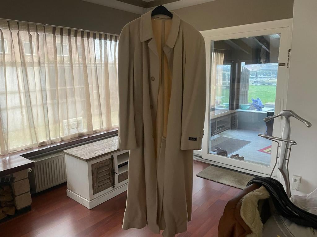 Lange geklede beige herenmantel in Kashmir - L, Maat 52/54 (L), Corneliani - Italy, Beige, Ophalen of Verzenden