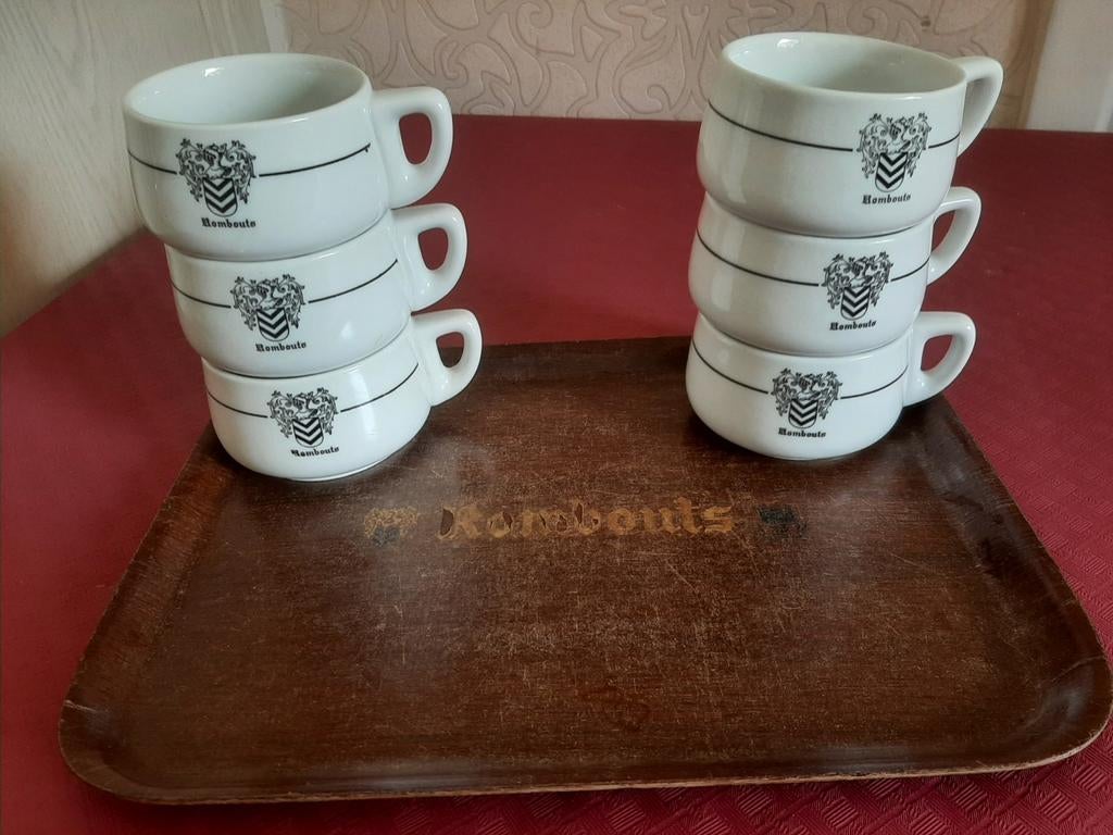 Tasses Rombouts rétro/vintage avec plateau — Villeroy & Boch, Enlèvement ou Envoi, Utilisé
