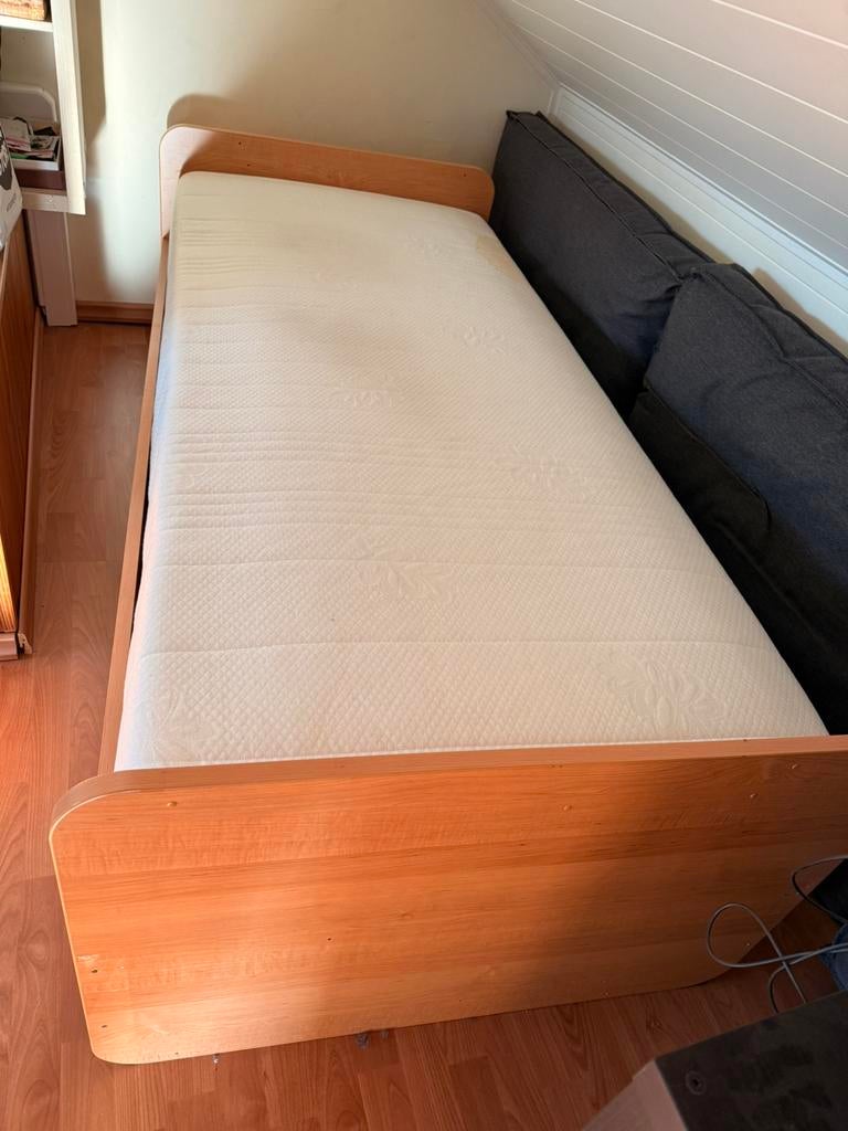 Meegroeibed in houtkleur, Maison & Meubles, Chambre à coucher | Lits, Comme neuf, Une personne, 90 cm, 200 cm, Autres matériaux