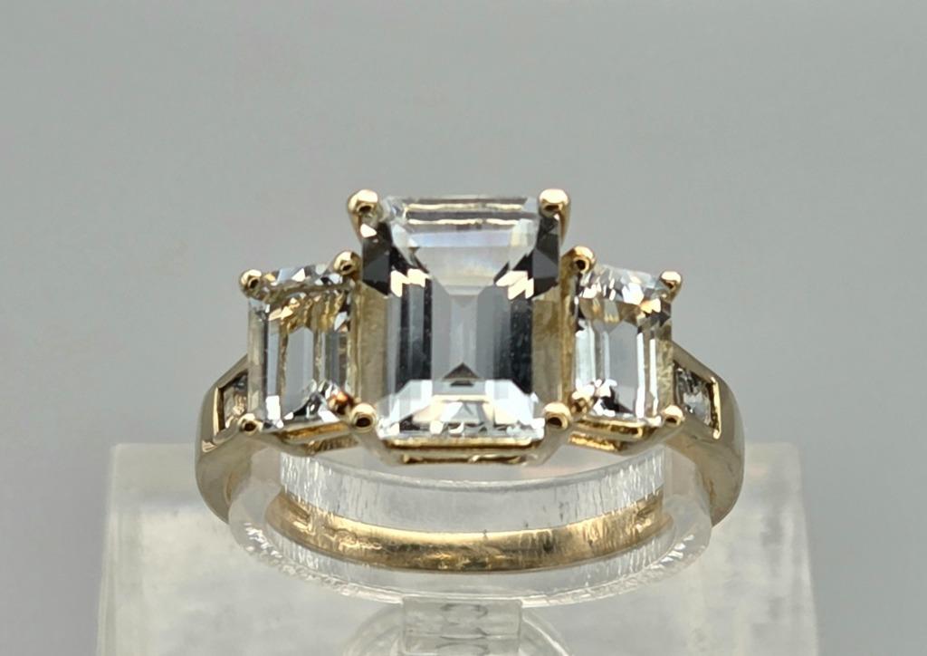 Bague vintage en or avec aigue-marine et diamant. 2025/670., Bijoux, Sacs & Beauté, Bagues, 18 à 19, Comme neuf, Or, Bleu