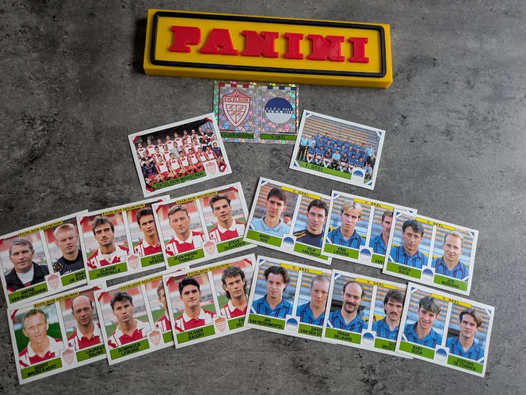 15 AUTOCOLLANTS PANINI FOOTBALL 95 MOUSCRON/V, GEEL FOOT, Enlèvement ou Envoi, Neuf