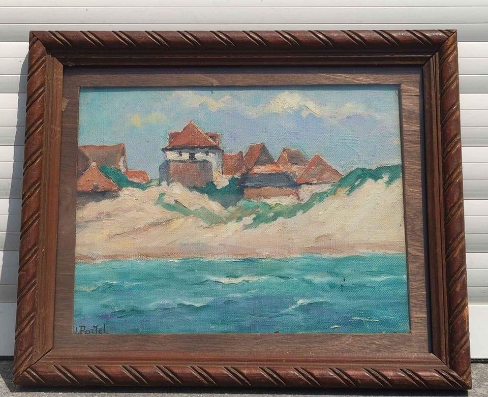 Huile sur toile marine signe jules postel, Antiek en Kunst, Ophalen of Verzenden