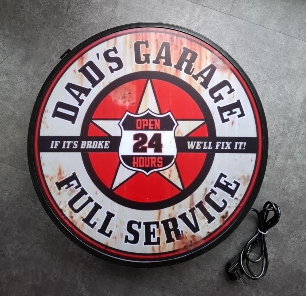 Dad's garage wandlamp mancave decoratie reclame lamp kado, Enlèvement ou Envoi, Neuf, Table lumineuse ou lampe (néon)