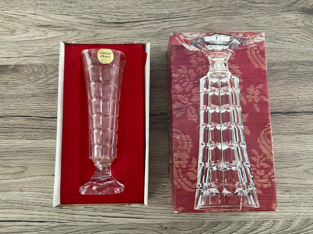 VASE ORIGINAL EN CRISTAL D'ARQUES, Enlèvement ou Envoi, Comme neuf, Blanc, Verre