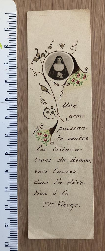Langwerpig franstalig geloofsprentje Une arme puissante …, Enlèvement ou Envoi, Utilisé, Carte ou Gravure, Christianisme | Catholique