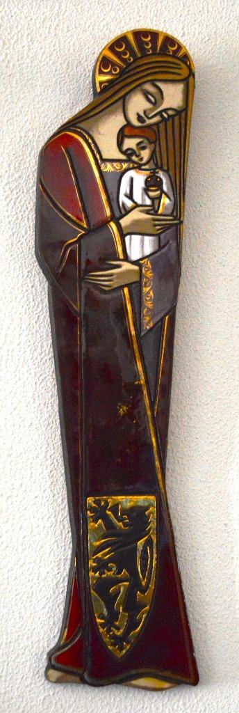 Assiette murale en terre cuite émaillée Maria 80 cm, Enlèvement ou Envoi