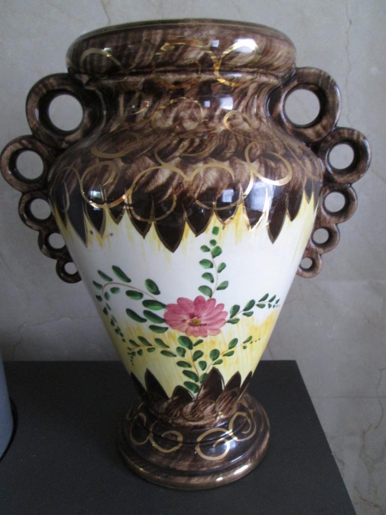 Mooie H Bequet vaas van 27 cm hoog hand painted, Ophalen of Verzenden