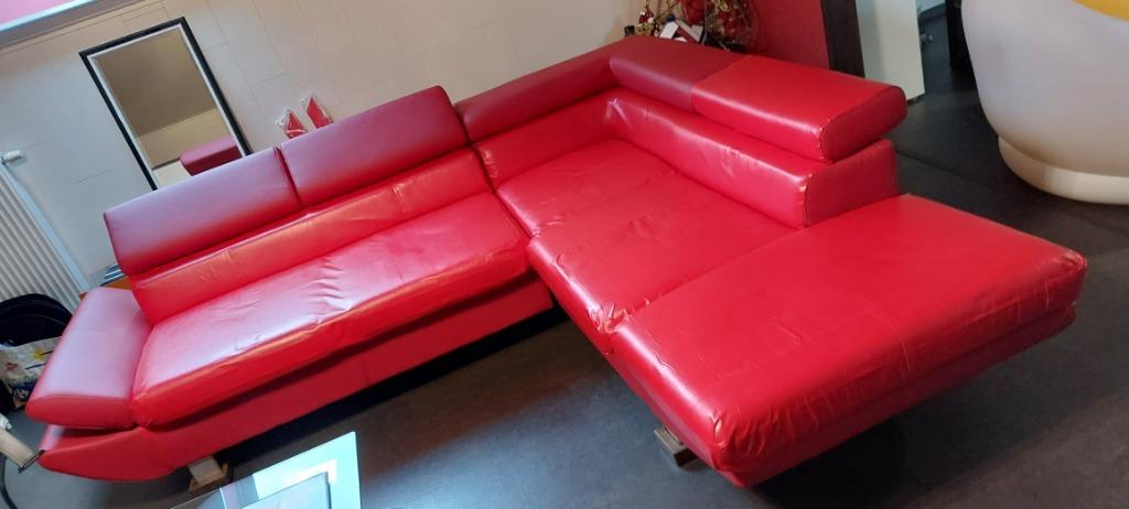 Canapé d'angle Rouge, 100 à 125 cm, Banc d'angle, Quatre personnes ou plus, Synthétique