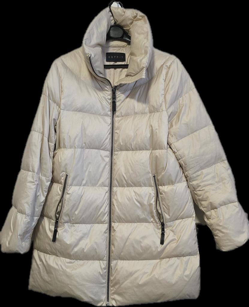 Lange winterjas maat L., Ophalen, Beige, Maat 42/44 (L), Zo goed als nieuw
